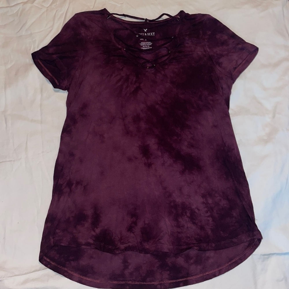 Soft & Sexy AEO Marble crisscrossed v-neck Tee